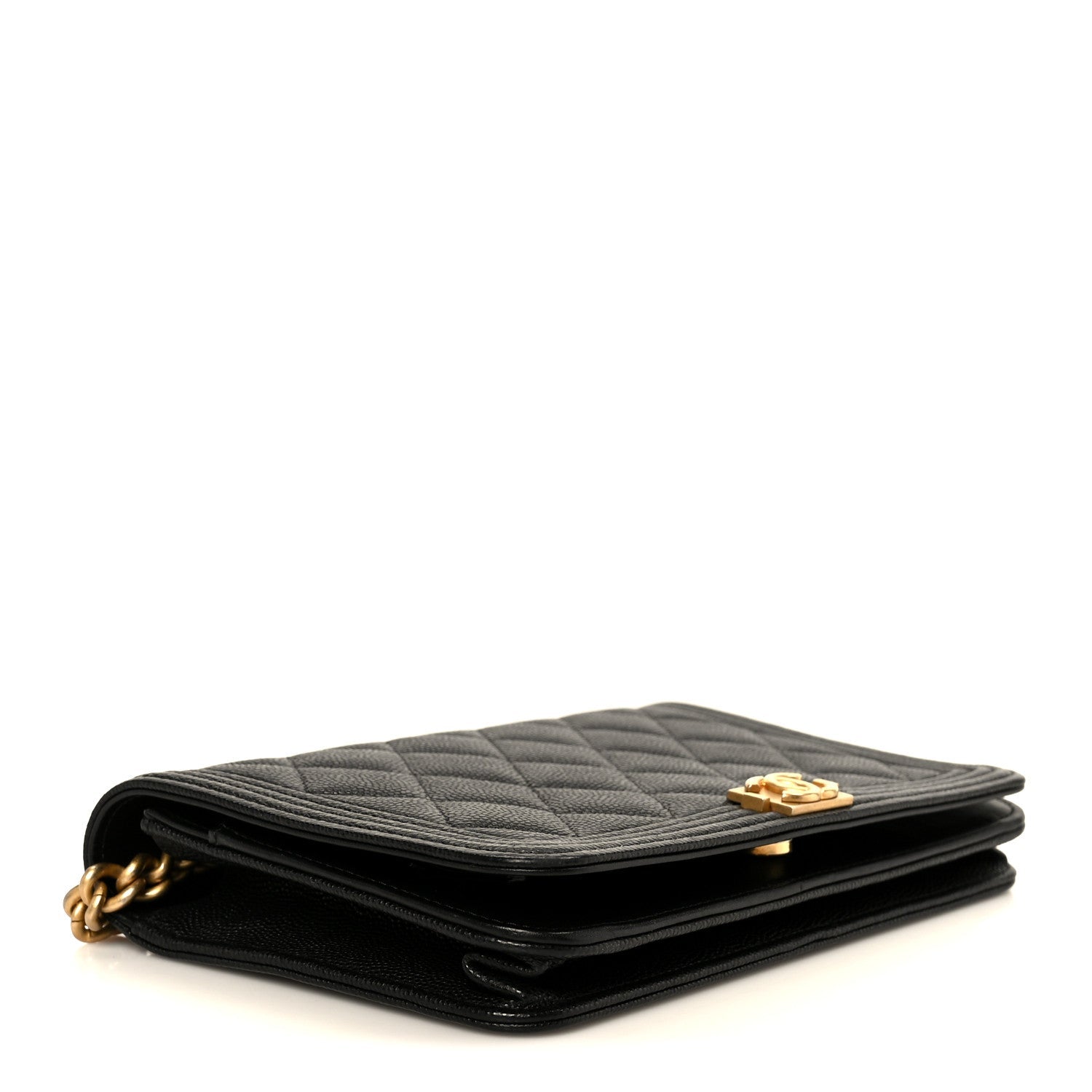 Caviar Quilted Boy Wallet On Chain WOC Black