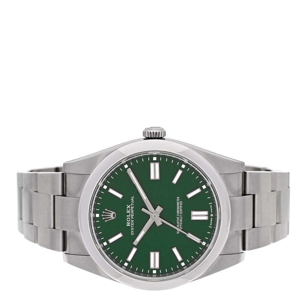 Stainless Steel 41mm Oyster Perpetual Watch Green 124300