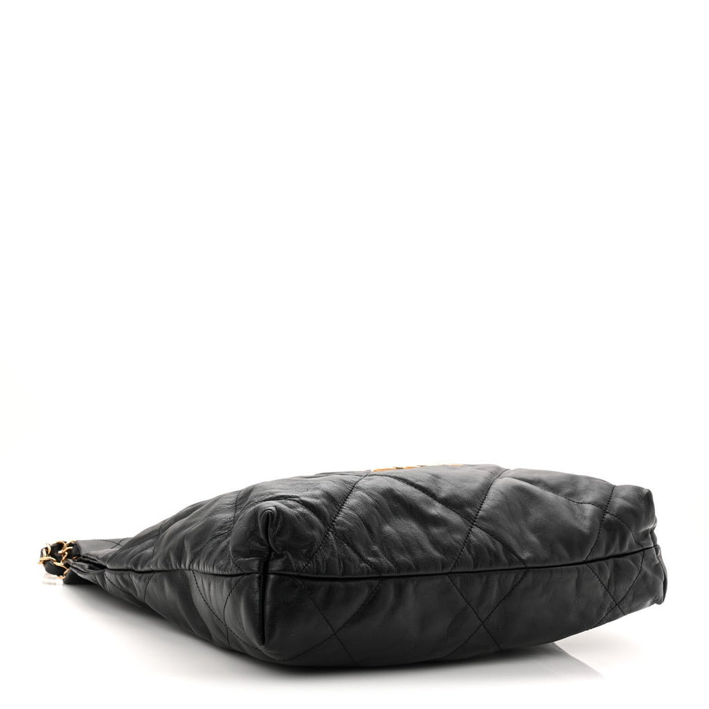 Shiny Calfskin Quilted Small Chanel 22 Black