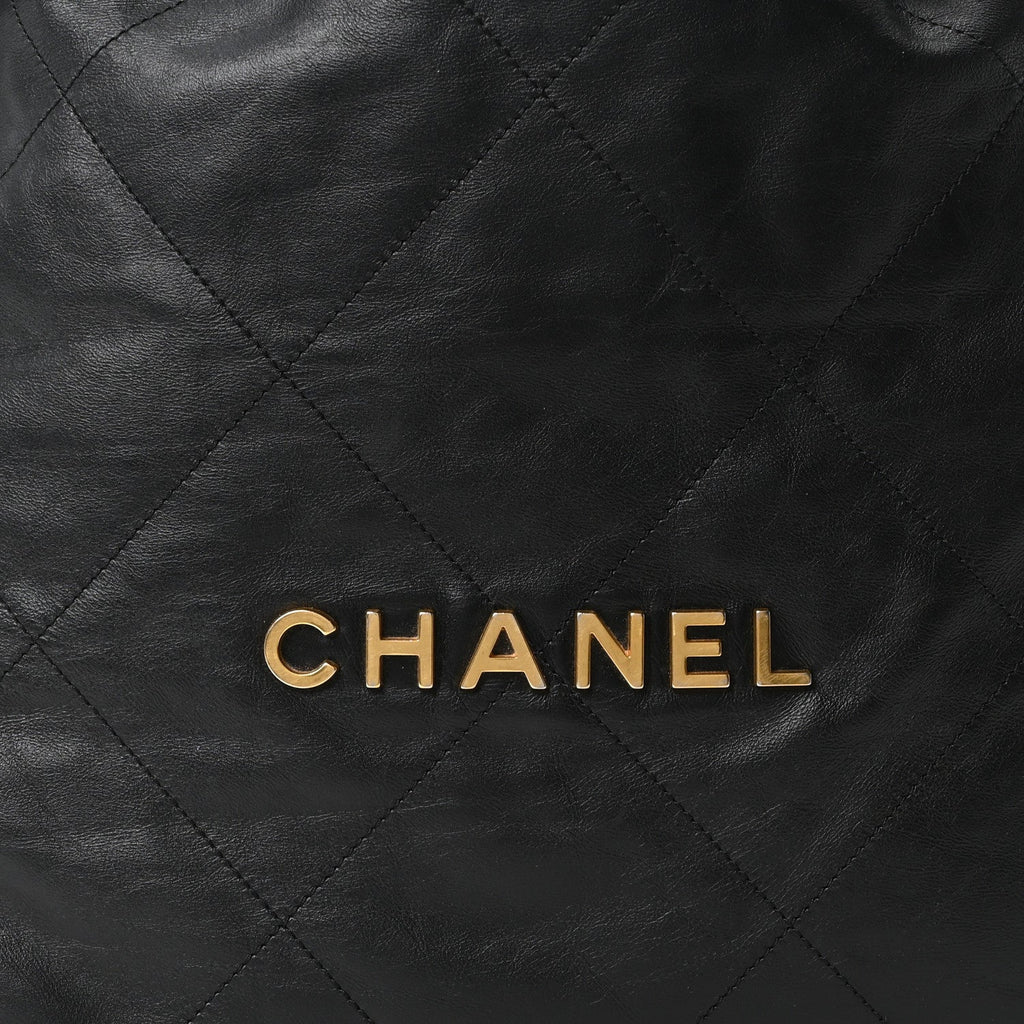 Shiny Calfskin Quilted Small Chanel 22 Black