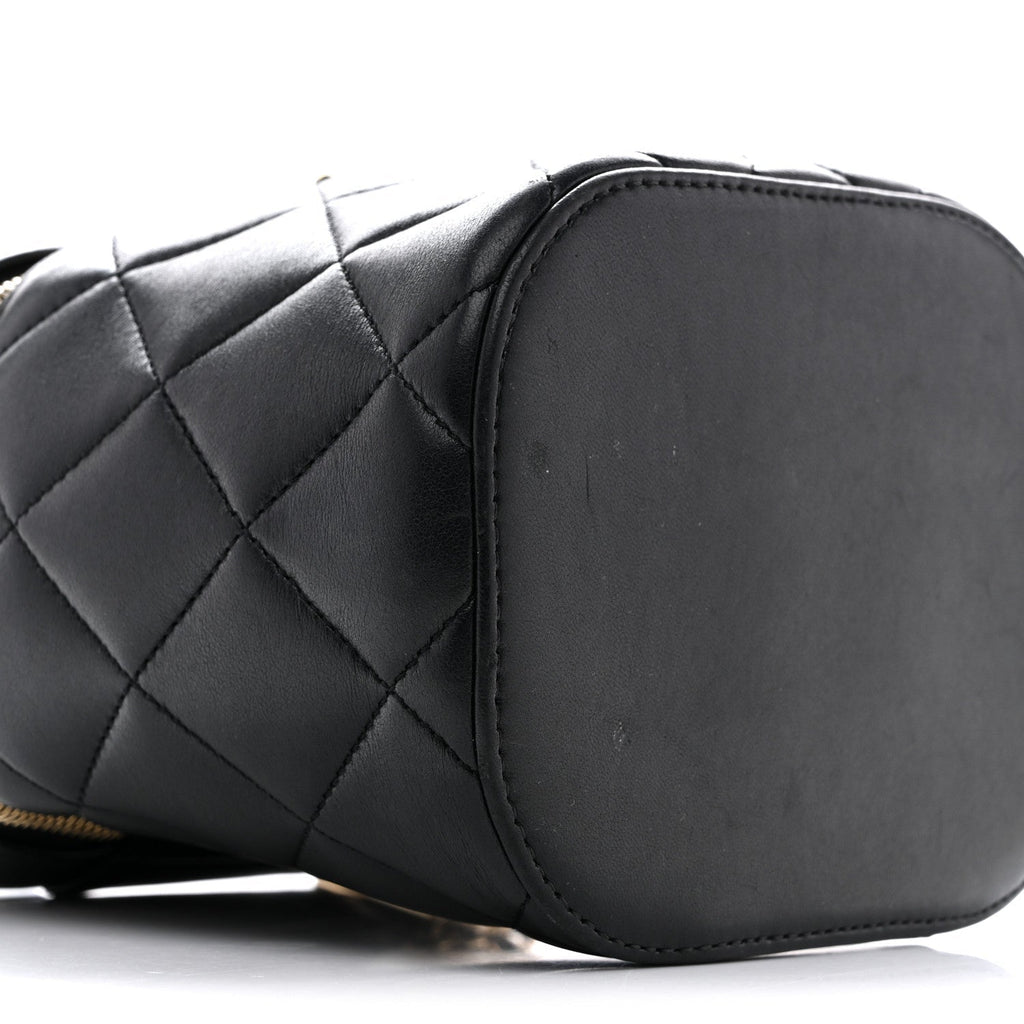 Lambskin Quilted Trendy Vanity Case Black