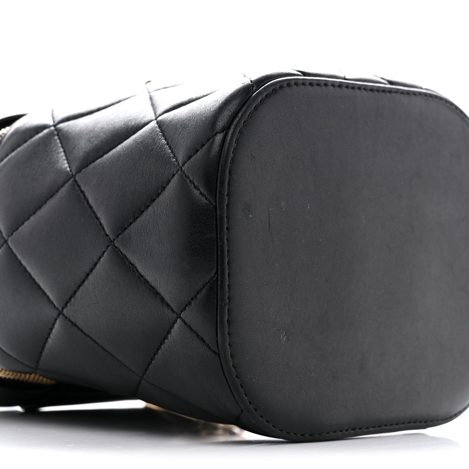 Lambskin Quilted Trendy Vanity Case Black