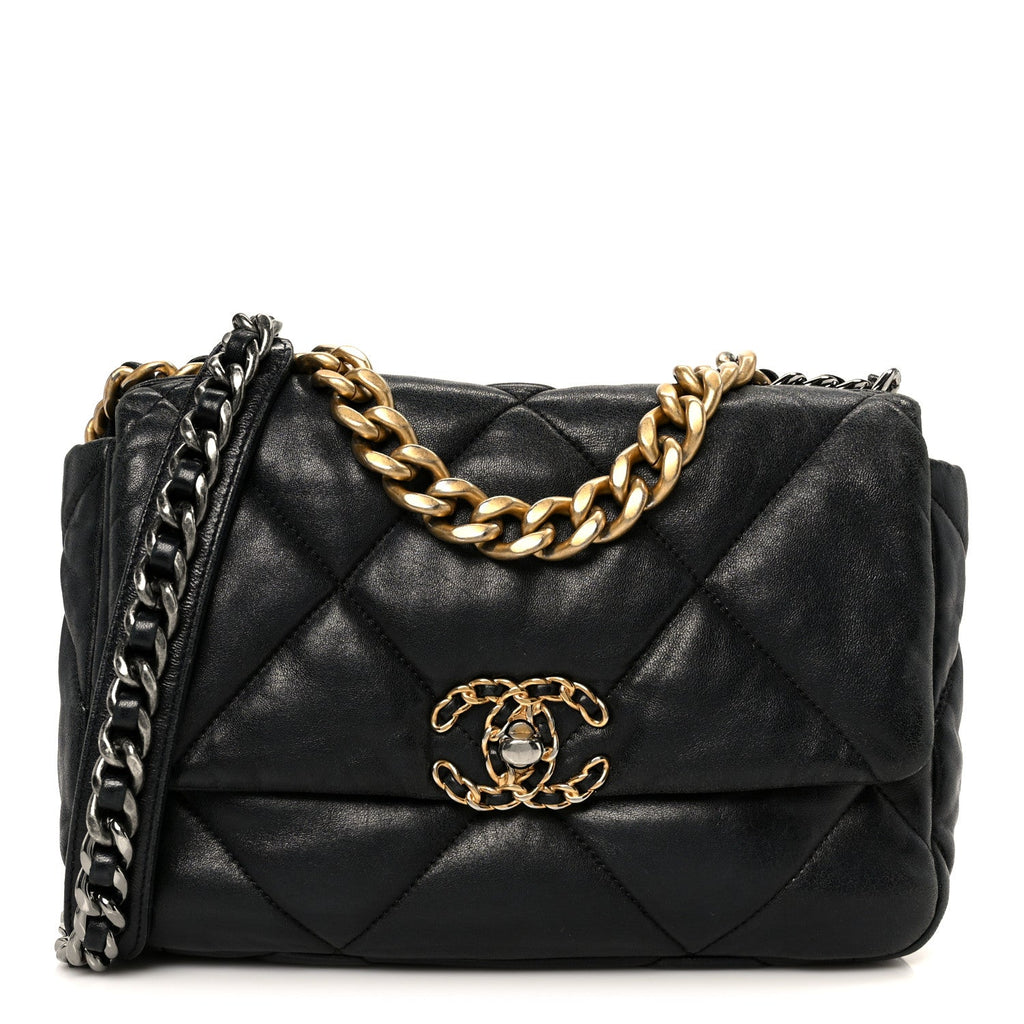 Lambskin Quilted Medium Chanel 19 Flap Black