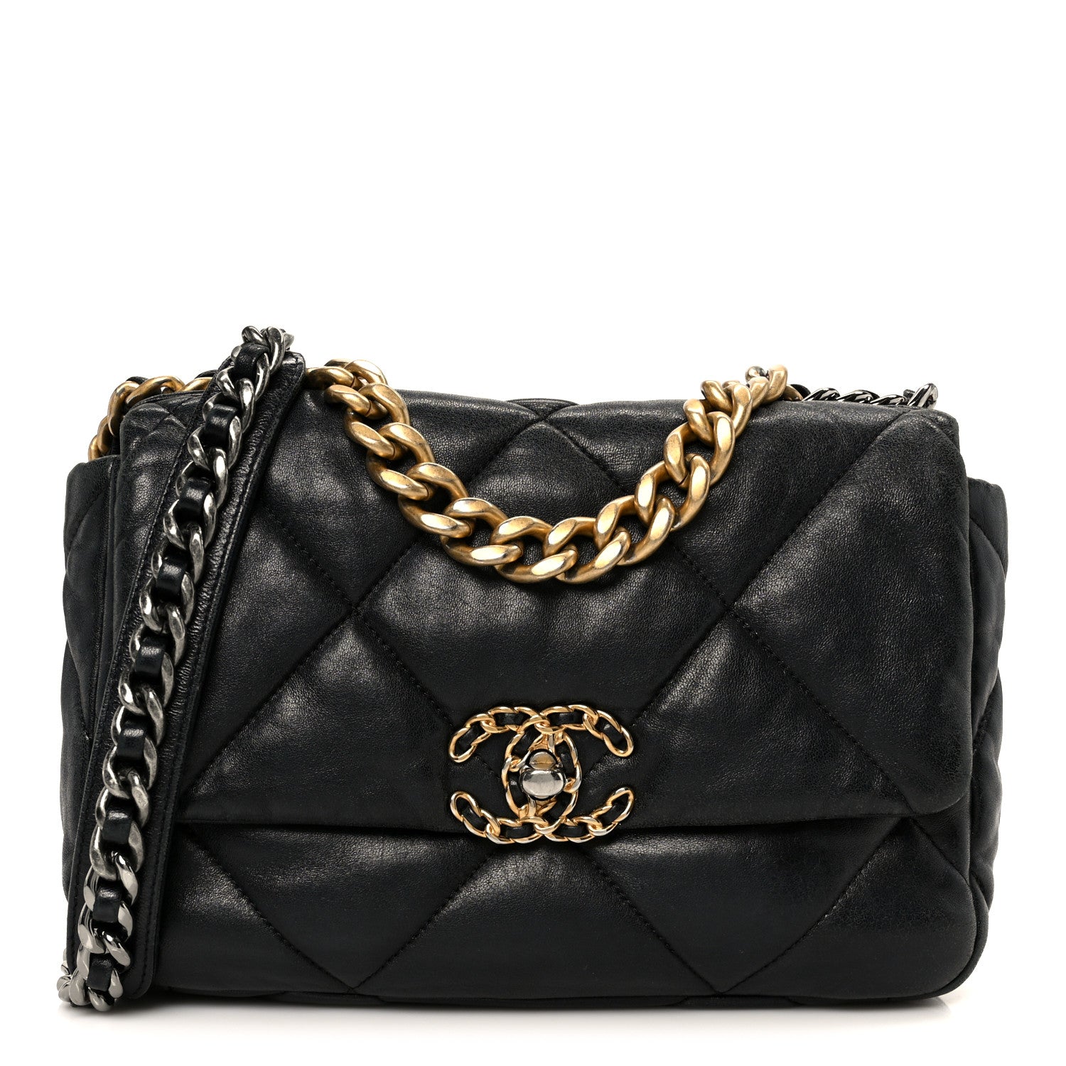 Lambskin Quilted Medium Chanel 19 Flap Black