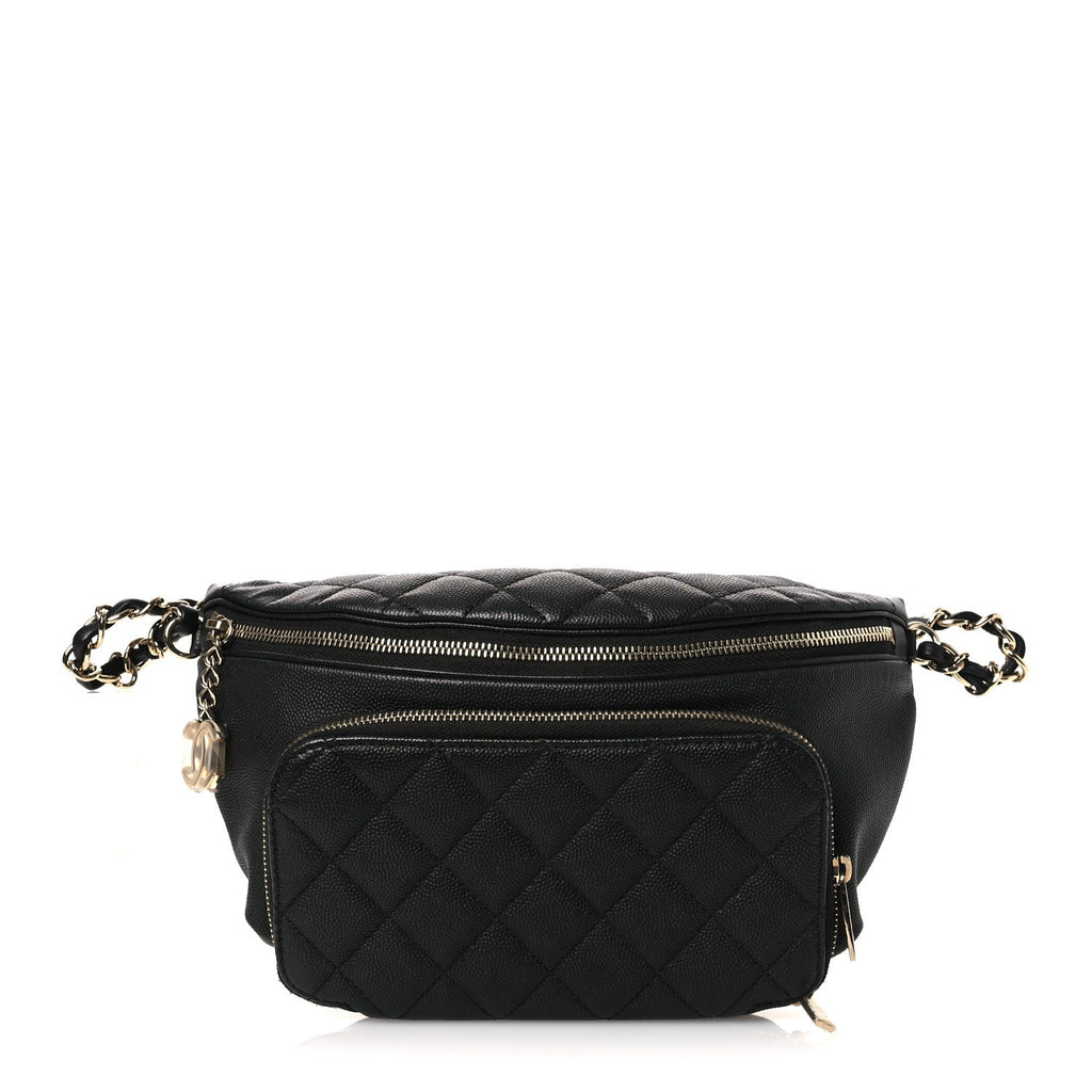 Caviar Quilted Business Affinity Waist Belt Bag Black