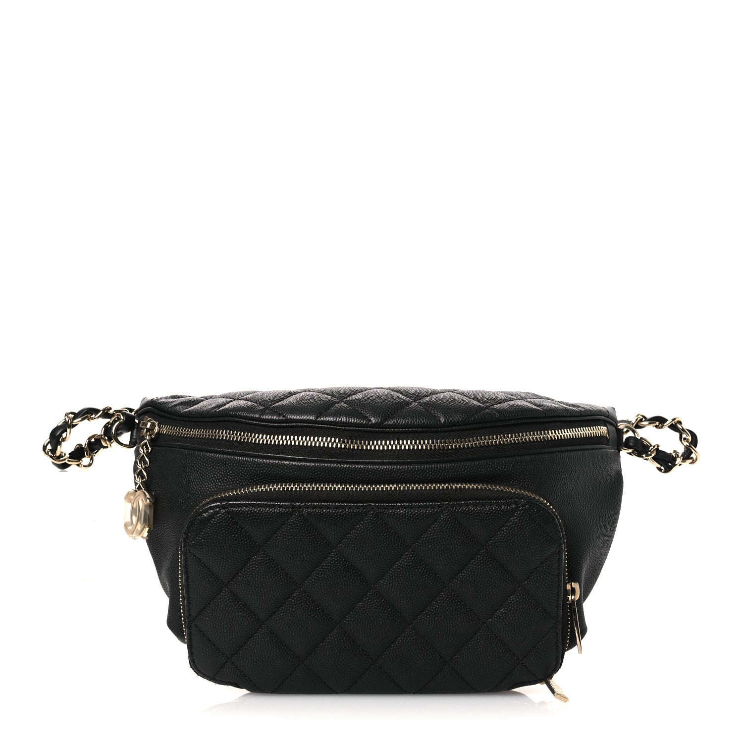 Caviar Quilted Business Affinity Waist Belt Bag Black