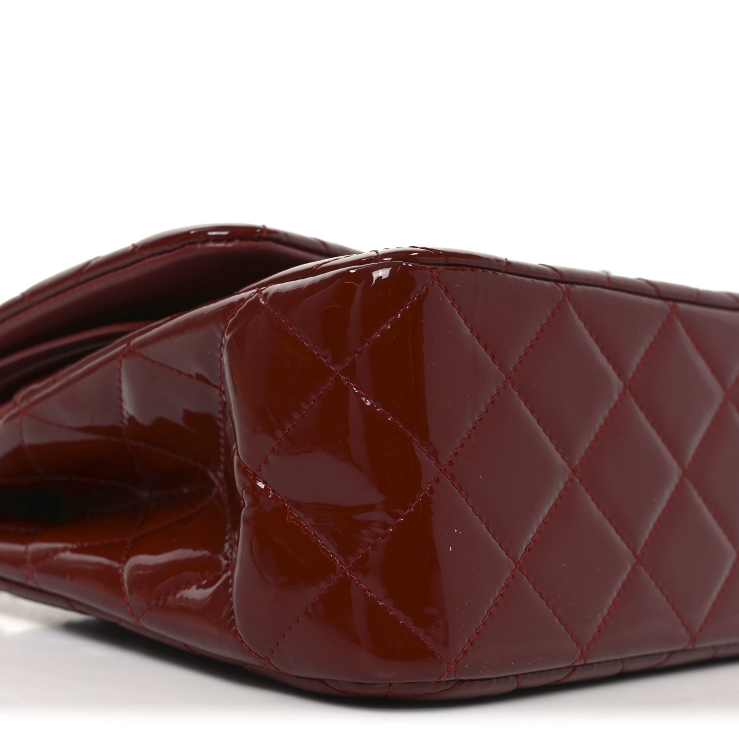 Patent Quilted Jumbo Double Flap Dark Red