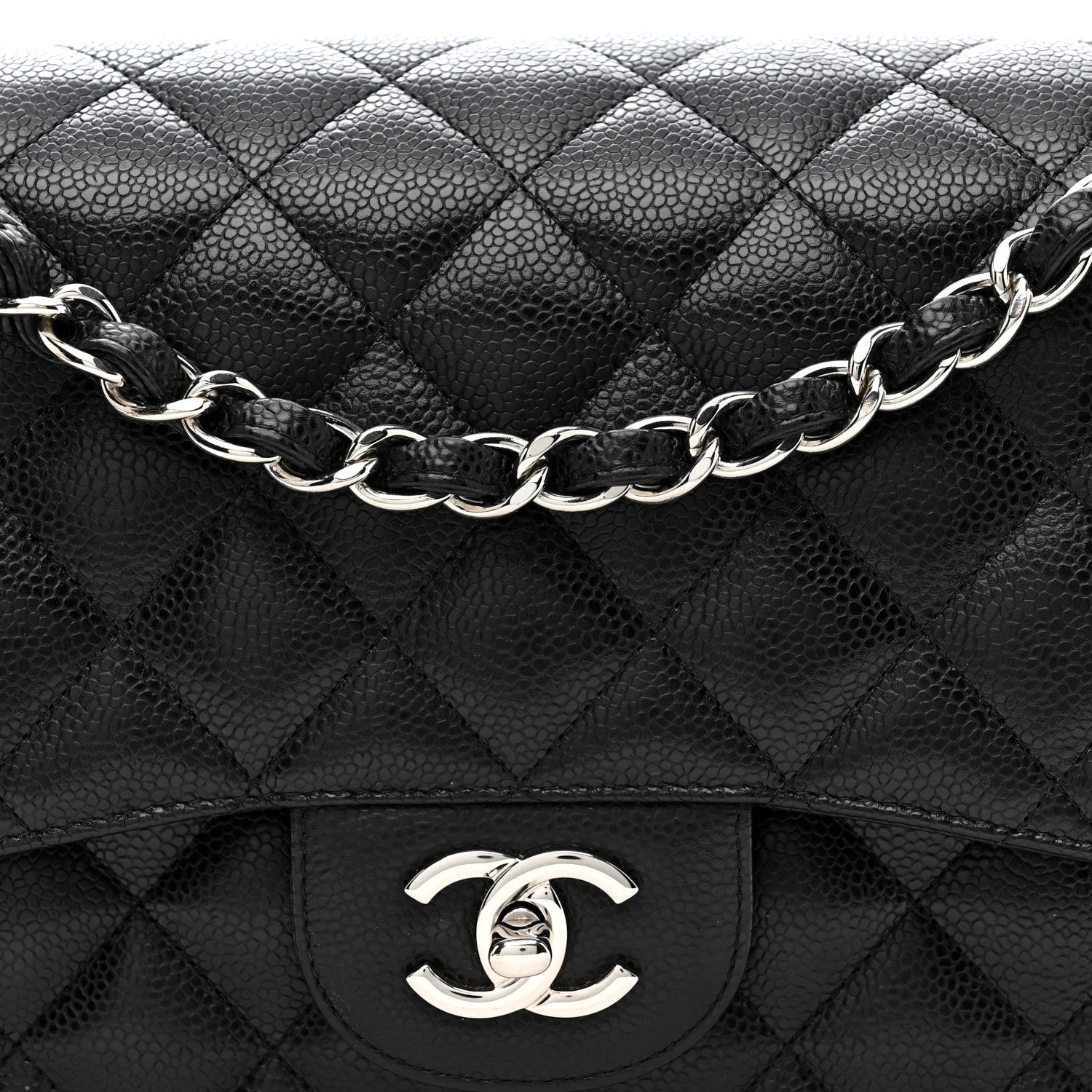 Caviar Quilted Jumbo Double Flap Black