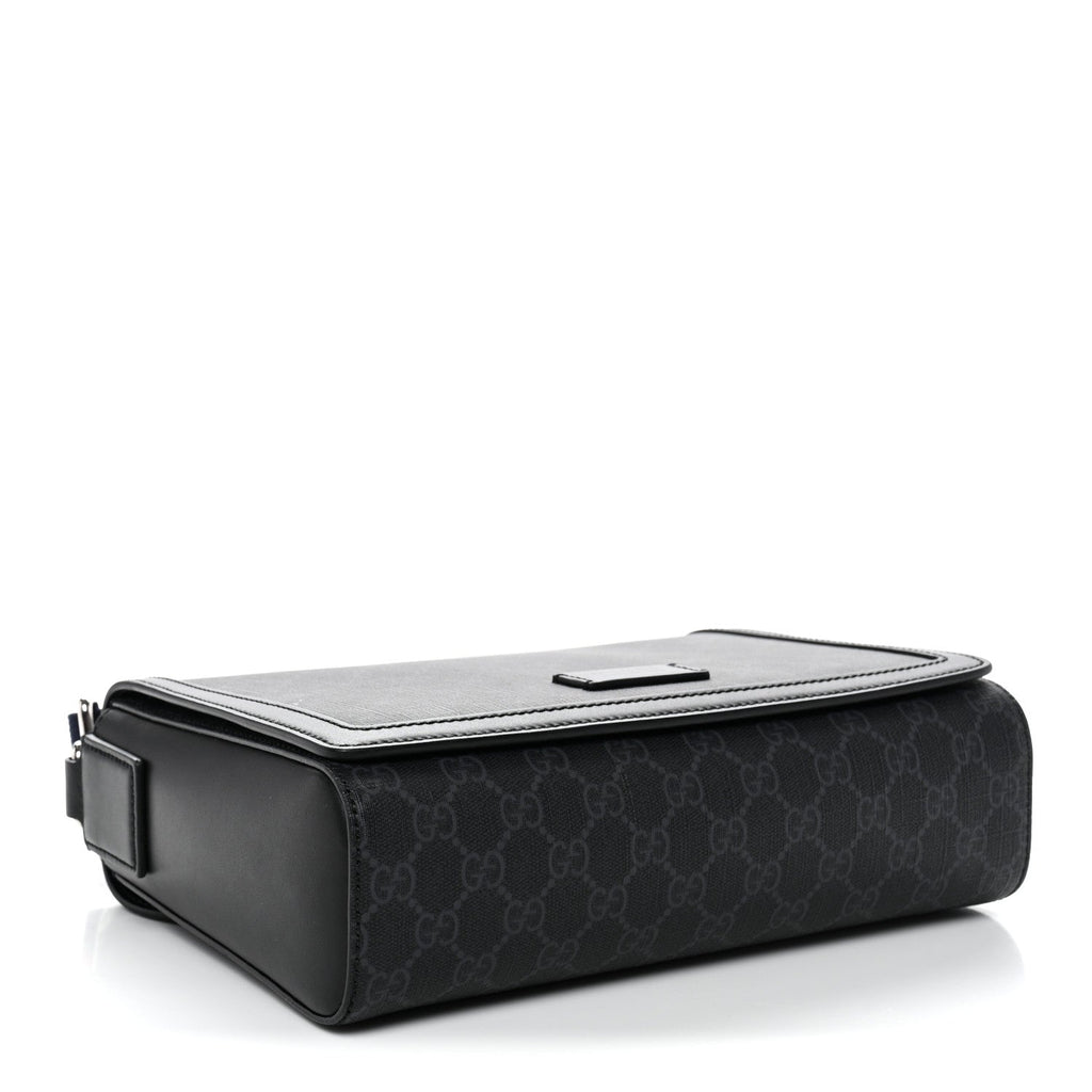 GG Supreme Monogram Appia Calfskin Web Crossbody Bag Black Grey