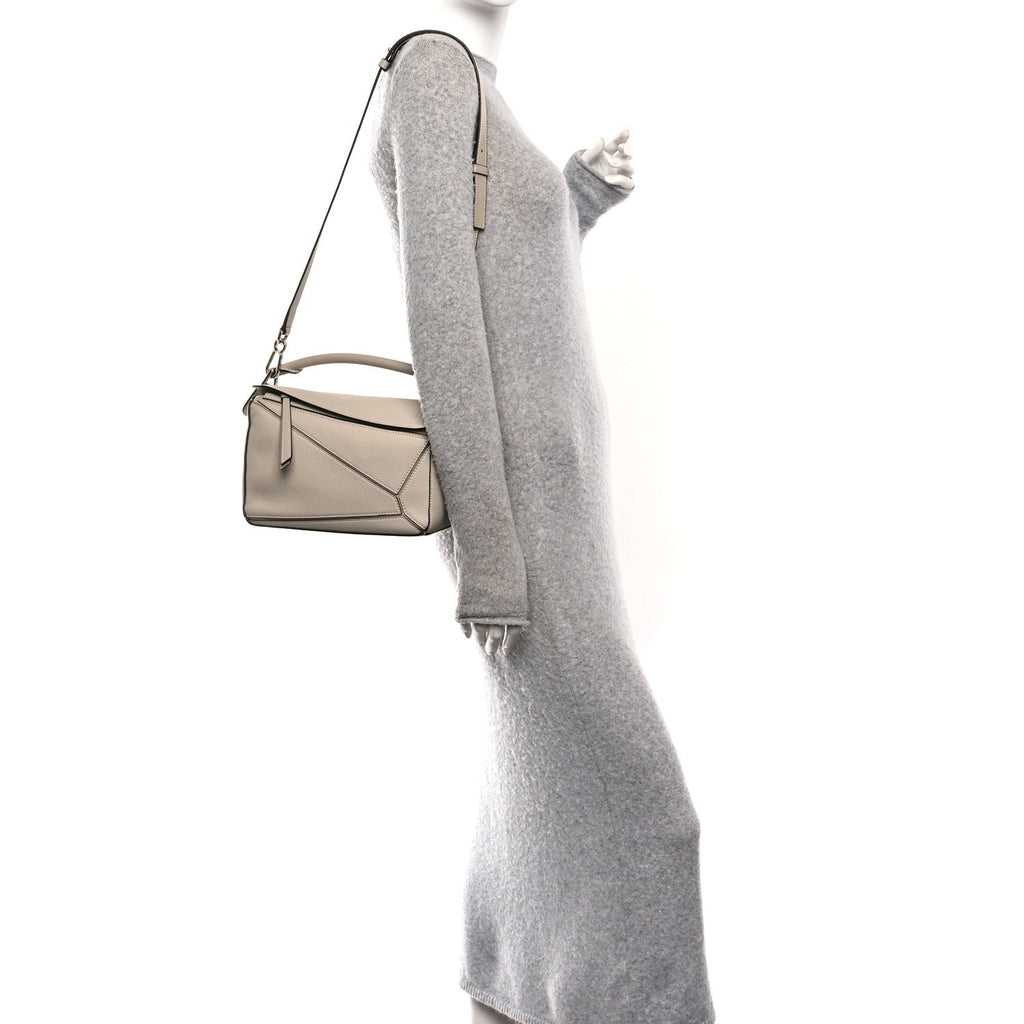 Grained Calfskin Small Puzzle Bag Sand