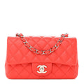 Lambskin Quilted Mini Rectangular Flap Red