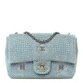 Denim Strass Evening Flap Bag Blue