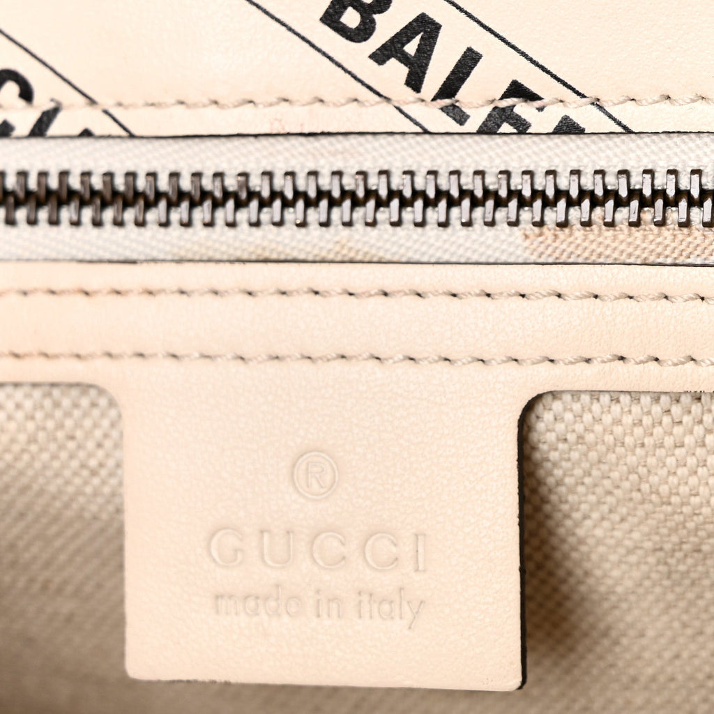 X BALENCIAGA Calfskin Matelasse Logo Print Small GG Marmont Shoulder Bag White