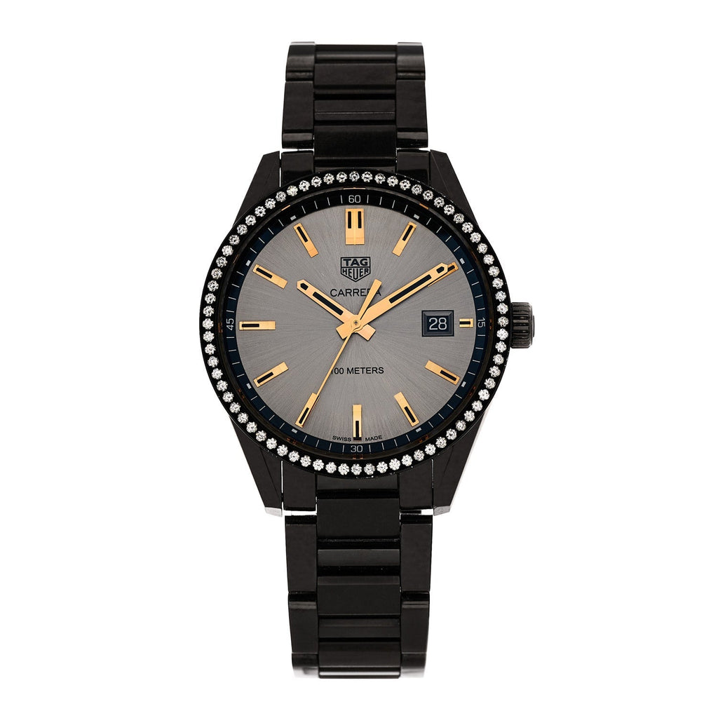 Stainless Steel Diamond Bezel 39mm Carrera Lady Quartz Watch Grey WAR1115