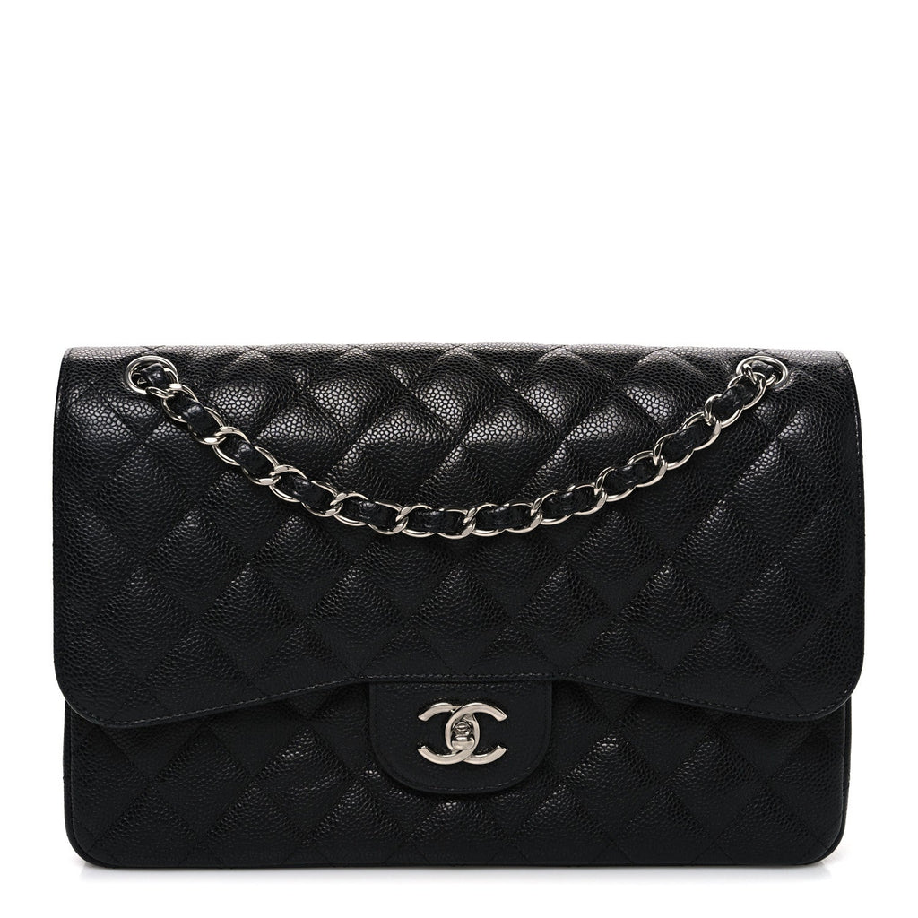 Caviar Quilted Jumbo Double Flap Black