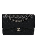 Caviar Quilted Jumbo Double Flap Black