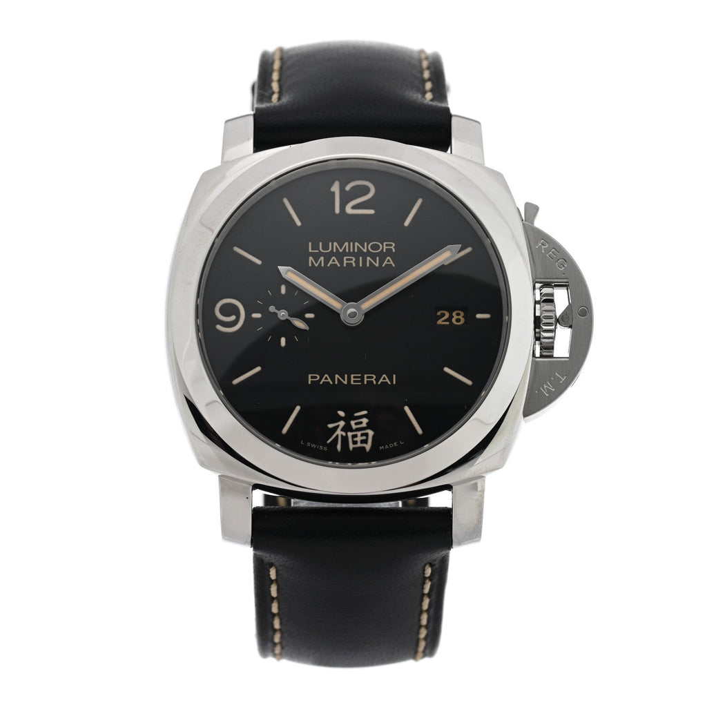 Stainless Steel Calfskin 44mm Luminor 1950 Fu Automatic Watch Black PAM00498