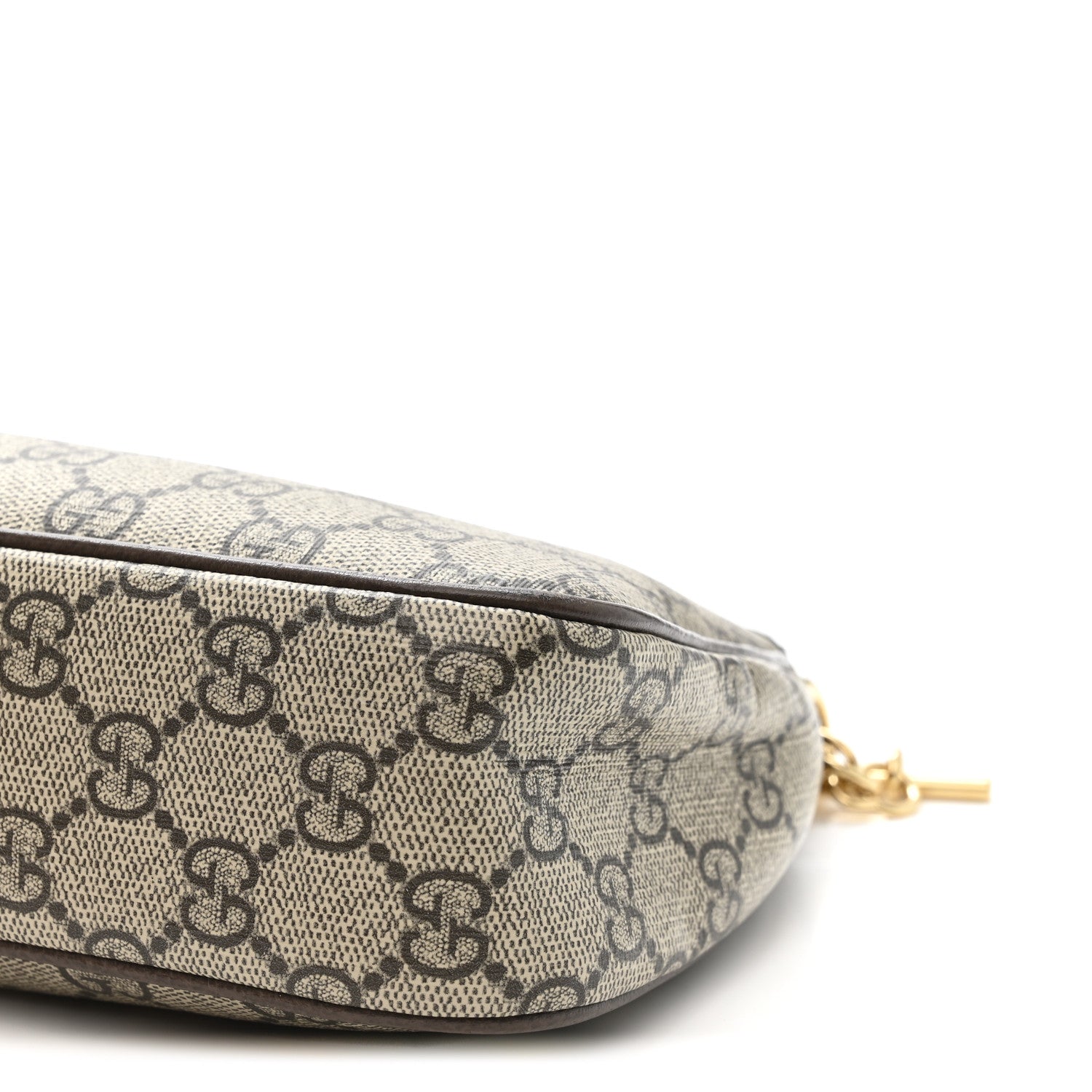 GG Supreme Monogram Textured Dollar Calfskin Web Small Ophidia GG Handbag Beige Ebony New Acero