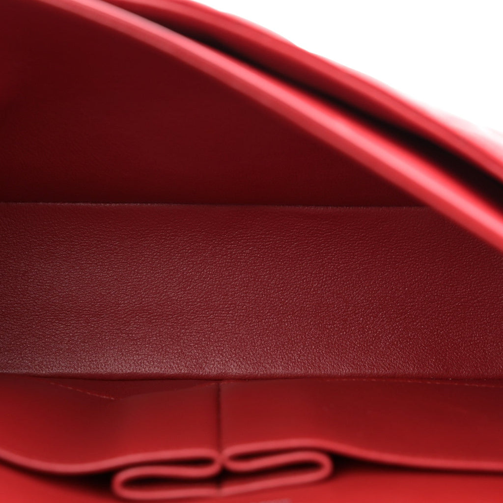 Lambskin Quilted Medium Double Flap Red