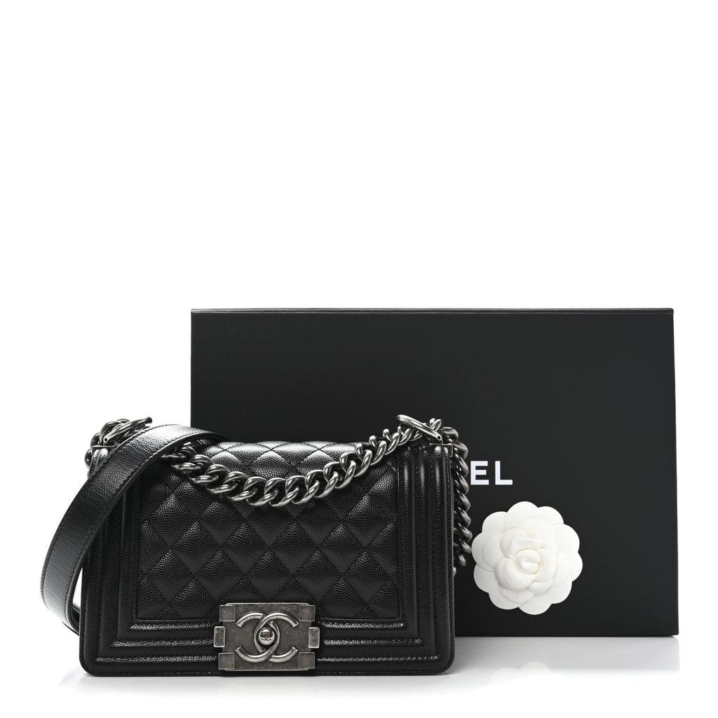 Caviar Quilted Small Boy Flap Black