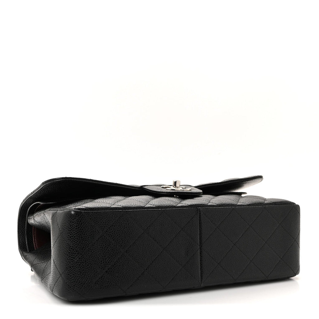 Caviar Quilted Jumbo Double Flap Black