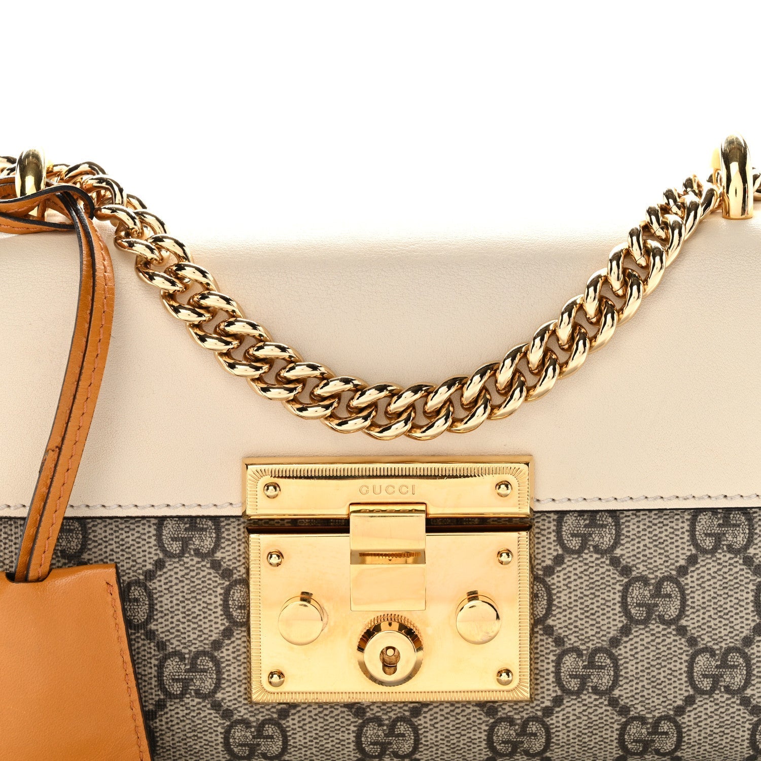 GG Supreme Monogram Calfskin Small Padlock Shoulder Bag Beige Mystic White Sun Oil