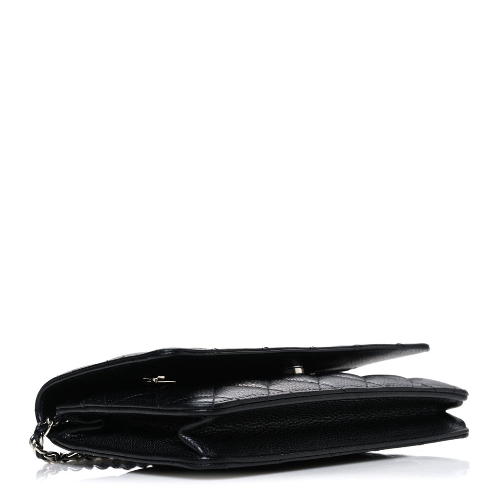 Caviar Quilted Wallet on Chain WOC Black