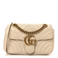 Calfskin Matelasse Mini GG Marmont Shoulder Bag White