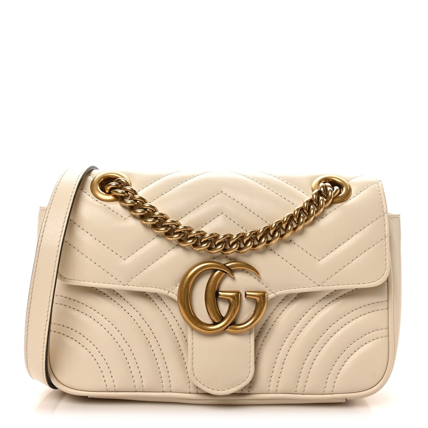 Calfskin Matelasse Mini GG Marmont Shoulder Bag White