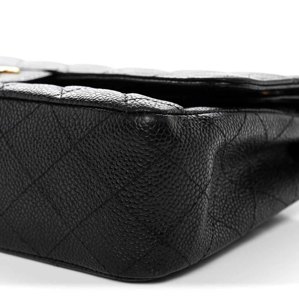 Caviar Quilted Medium Double Flap Black