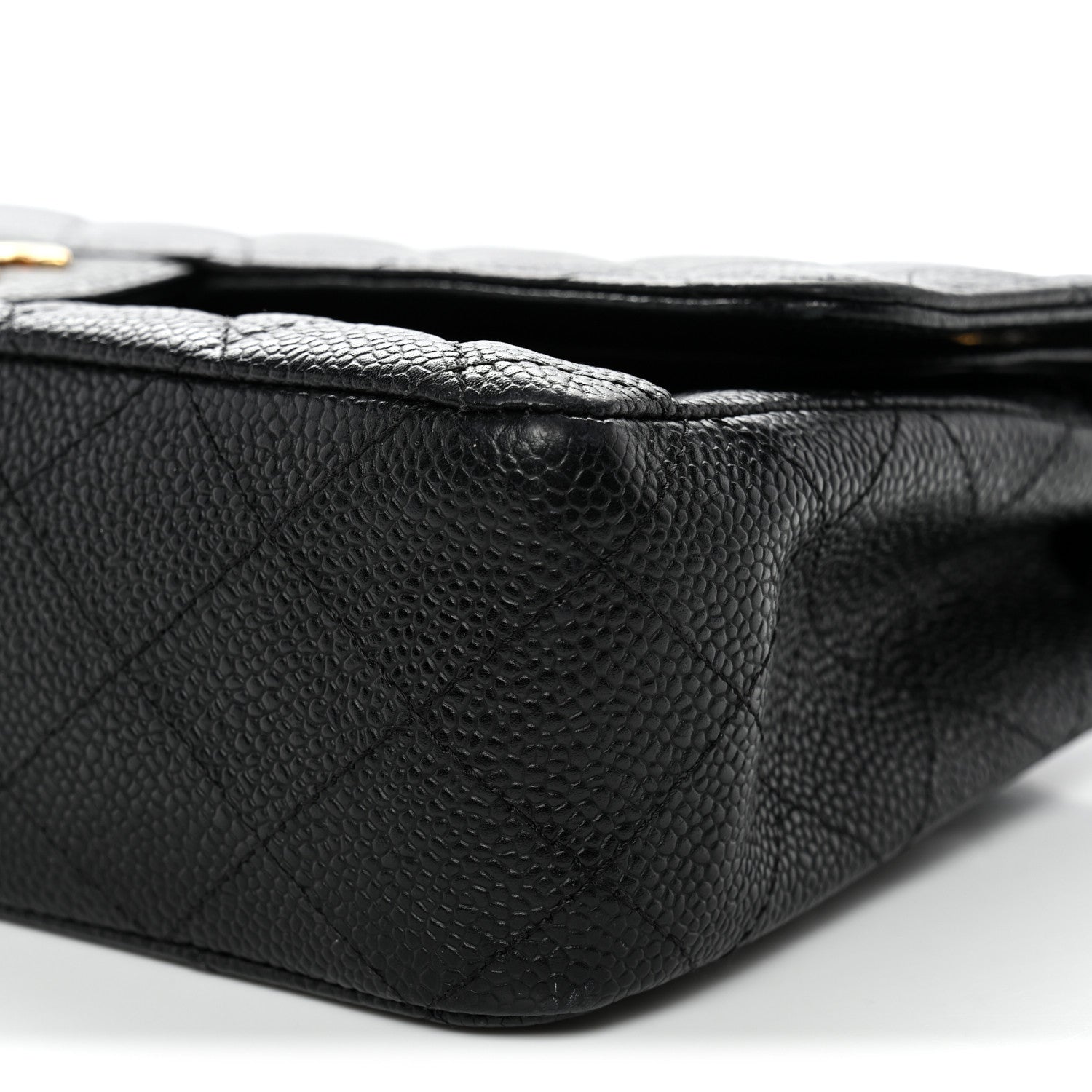 Caviar Quilted Medium Double Flap Black