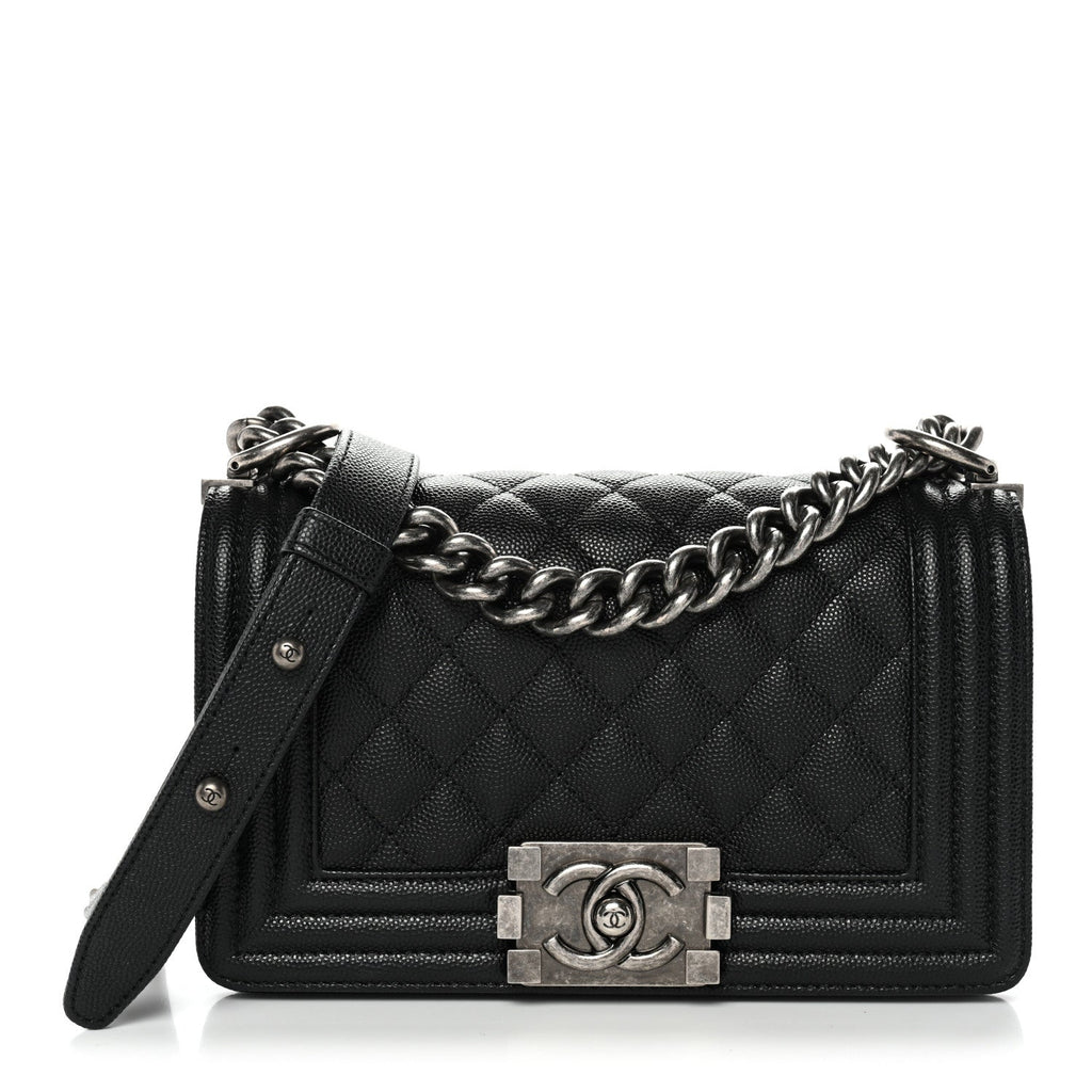 Caviar Quilted Small Boy Flap Black