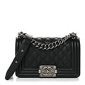 Caviar Quilted Small Boy Flap Black