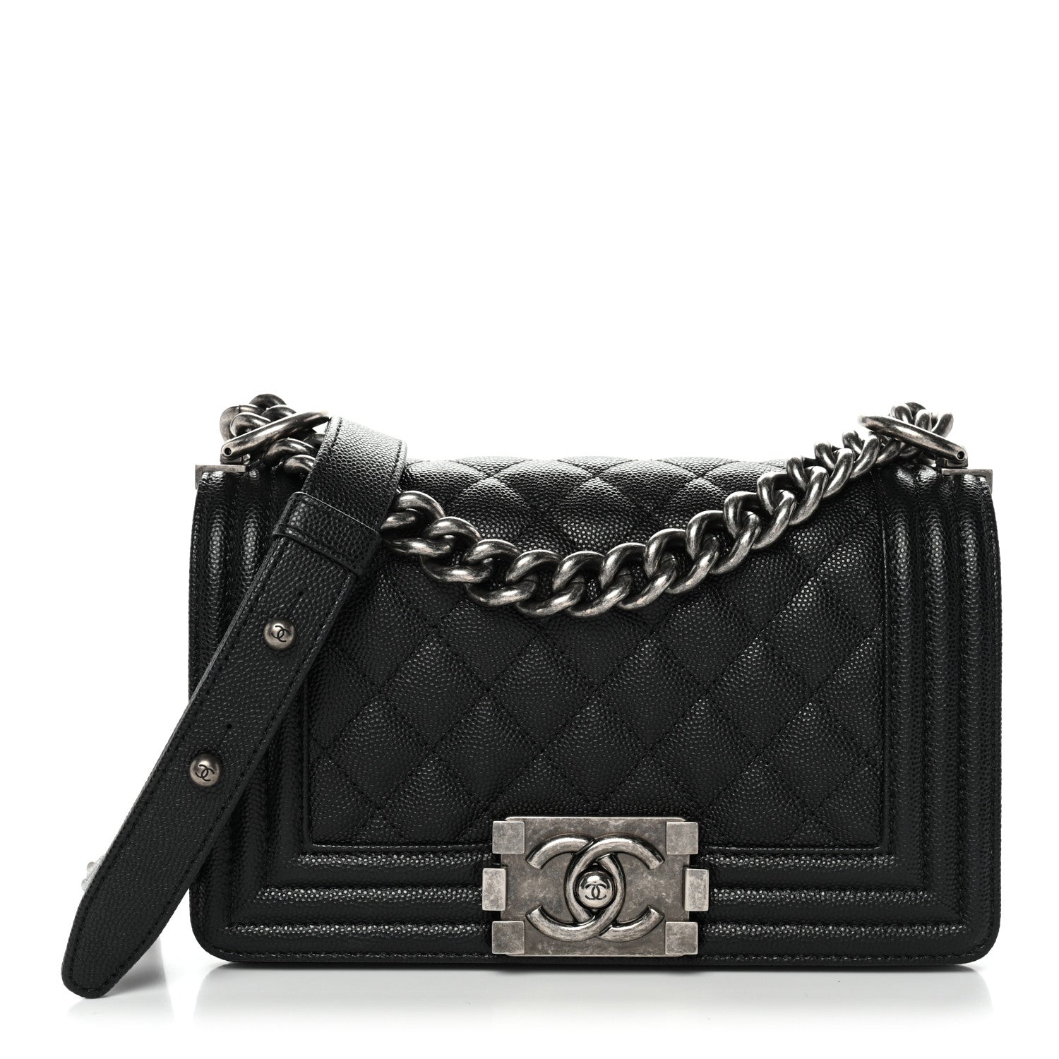Caviar Quilted Small Boy Flap Black