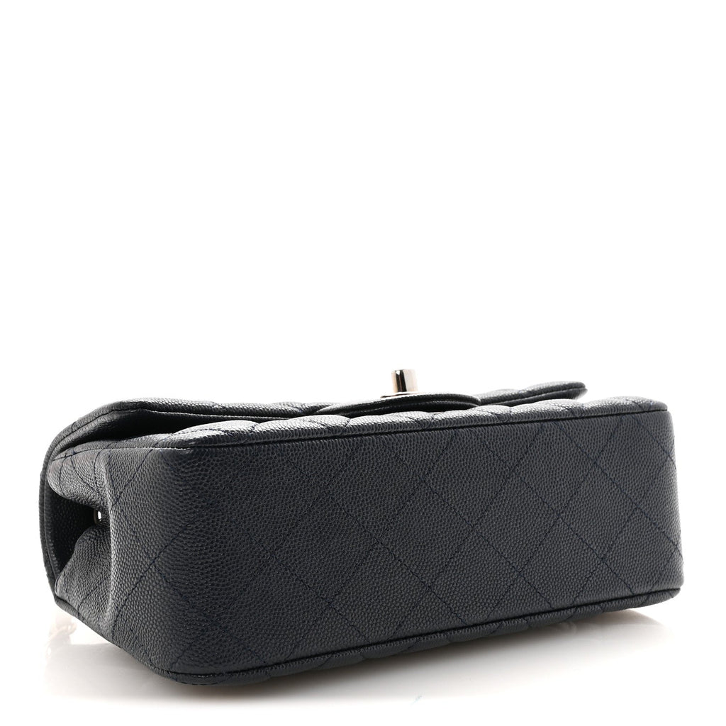 Caviar Quilted Mini Rectangular Flap Navy