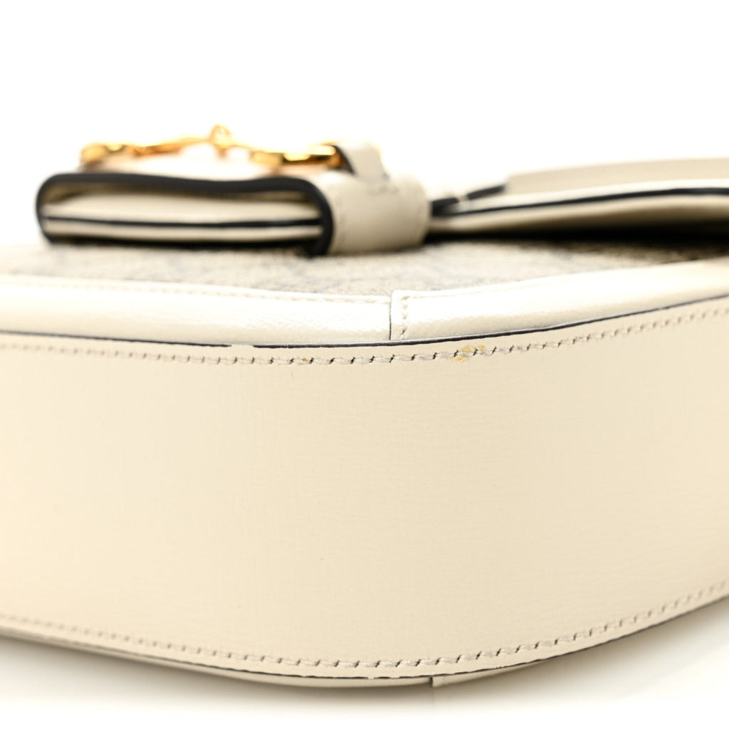 GG Supreme Monogram Web Mini Horsebit 1955 Shoulder Bag Beige Mystic White