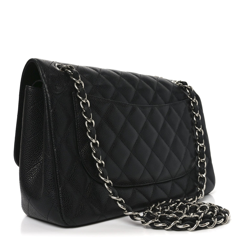 Caviar Quilted Jumbo Double Flap Black
