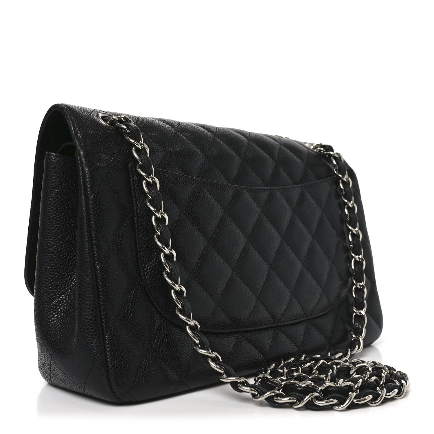 Caviar Quilted Jumbo Double Flap Black