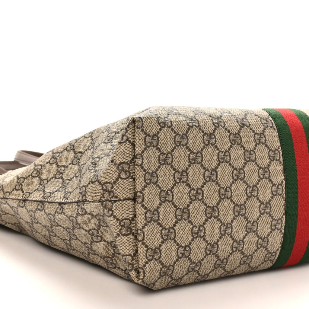 GG Supreme Monogram Medium Ophidia Shopping Tote Brown