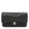 Caviar Quilted Medium Double Flap Black