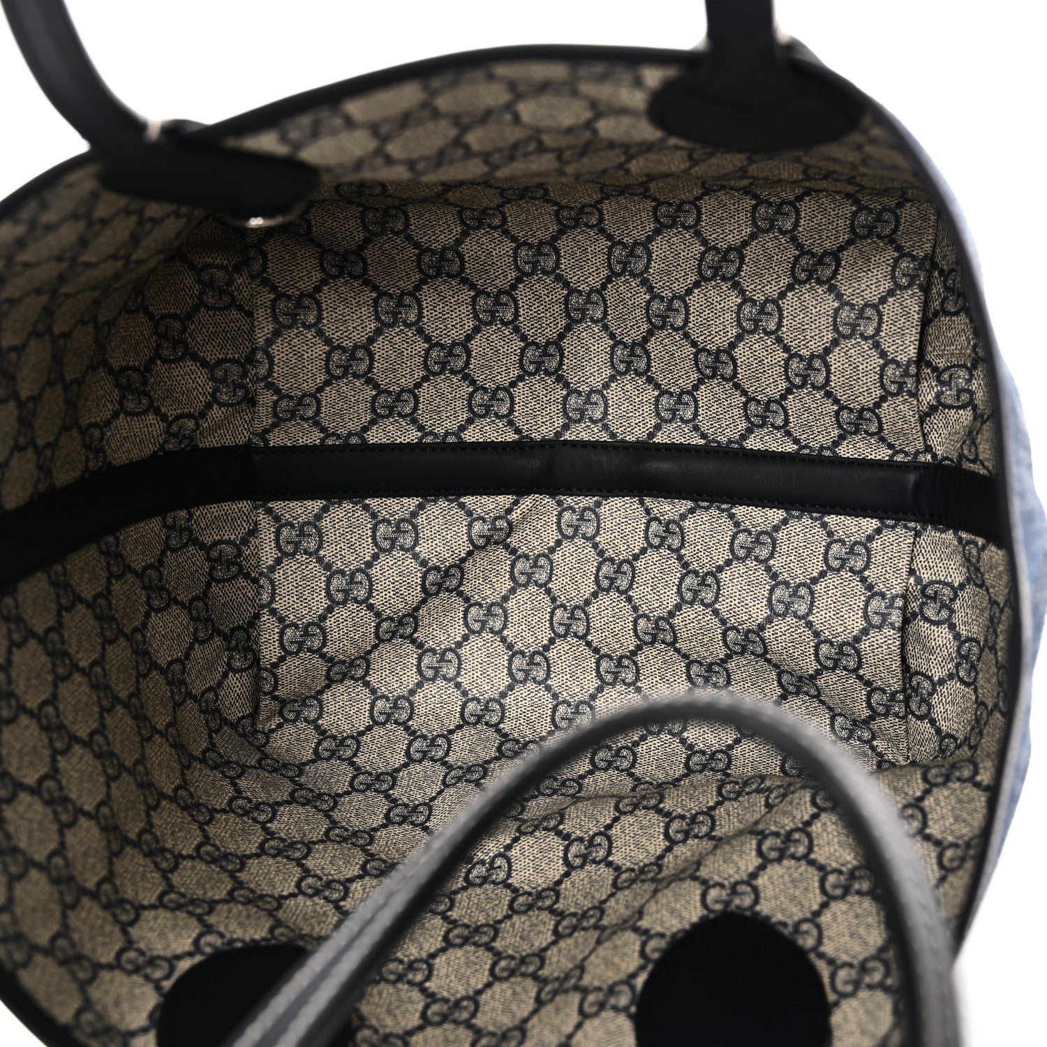GG Supreme Monogram Denim Small Totissima Reversible Tote Beige Blue