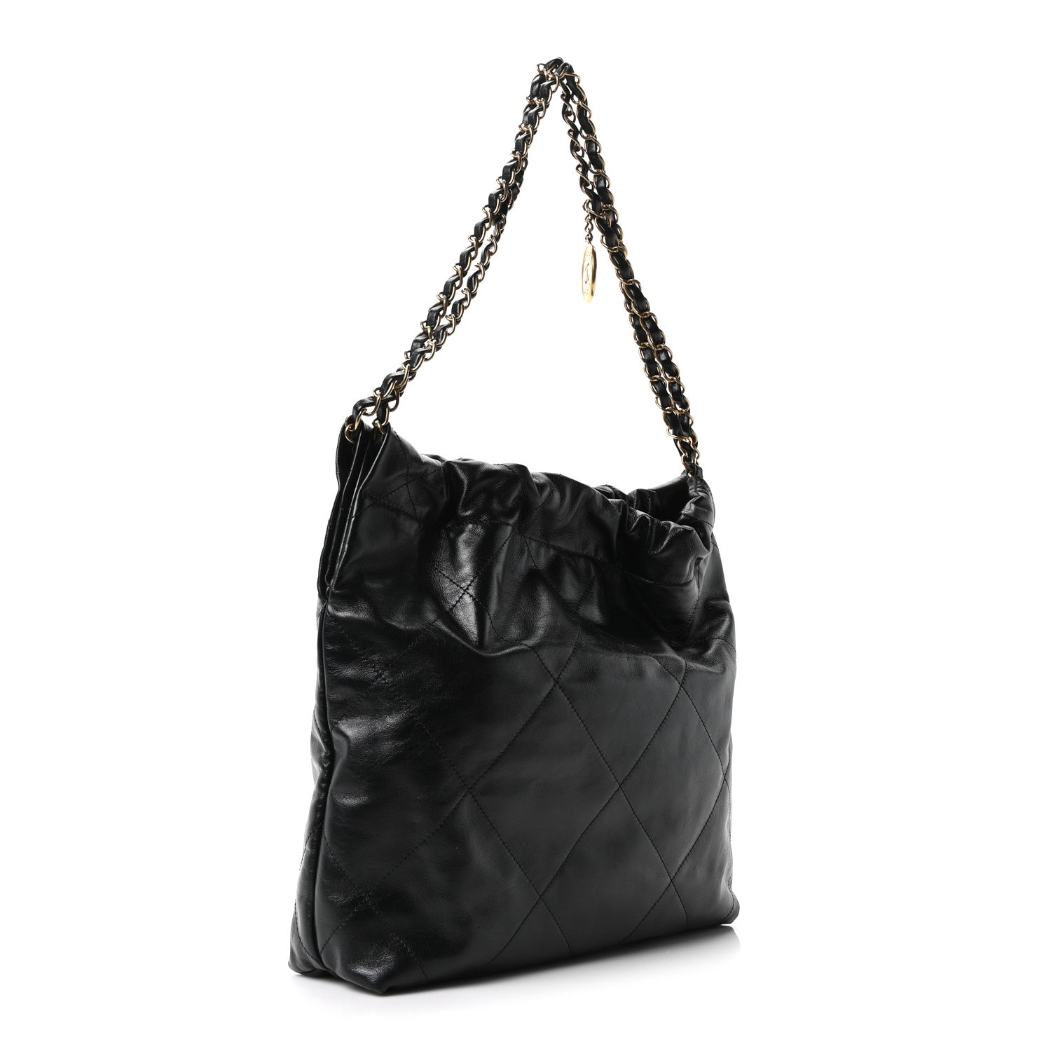 Shiny Calfskin Quilted Small Chanel 22 Black