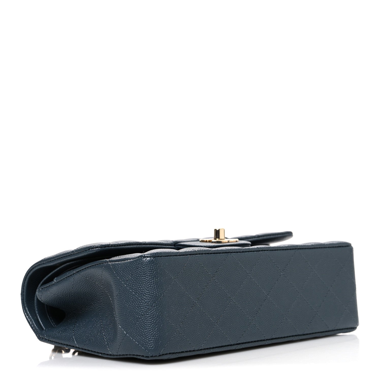 Caviar Quilted Small Double Flap Dark Grey