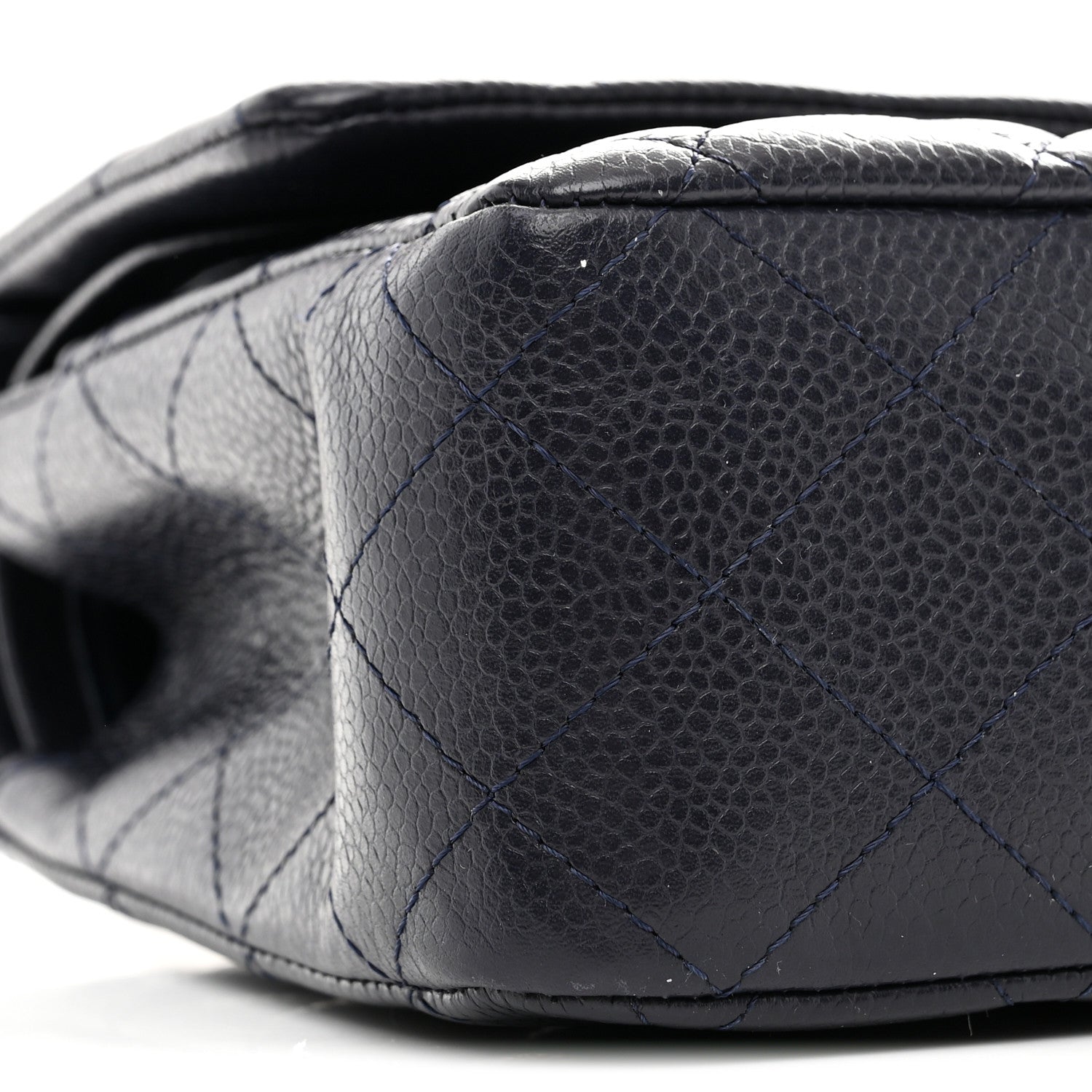 Caviar Quilted Medium Double Flap Navy