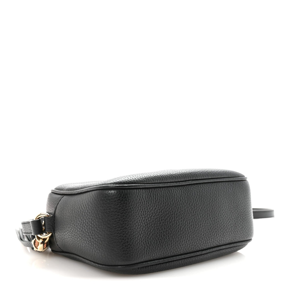 Pebbled Calfskin Small Soho Disco Bag Black