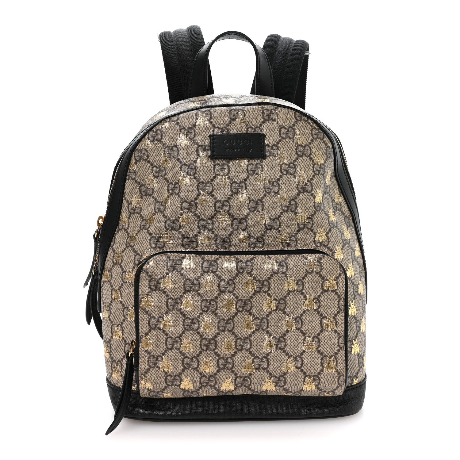 GG Supreme Monogram Bees Print Small Day Backpack Beige Oro Black