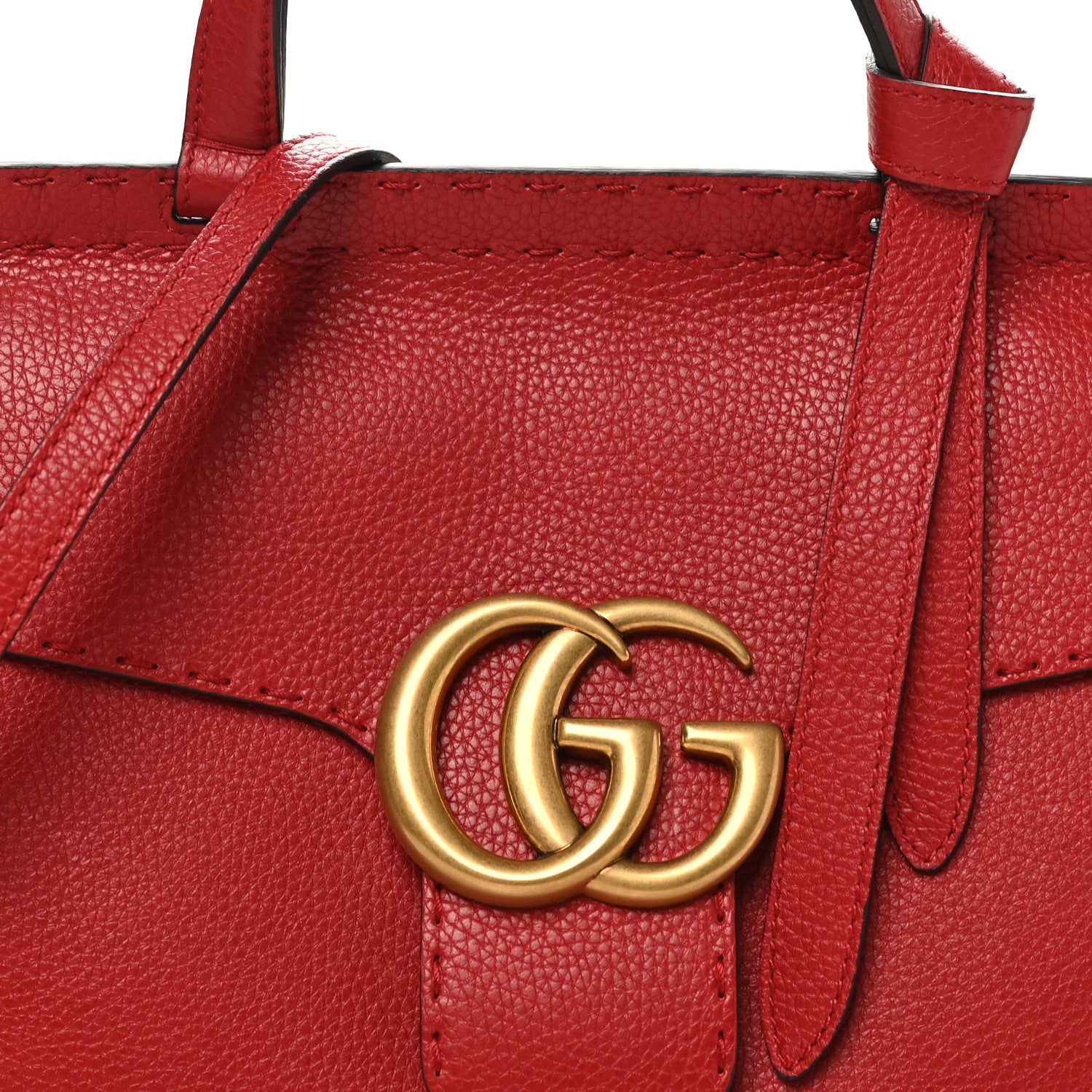 Calfskin Small GG Marmont Top Handle Bag Vulcanic Red