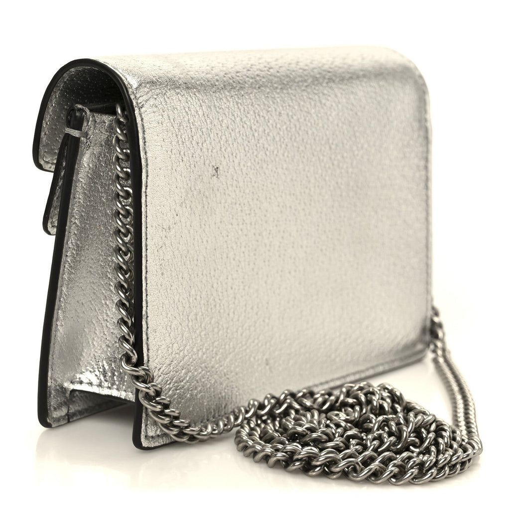Metallic Calfskin Super Mini Dionysus Shoulder Bag Silver