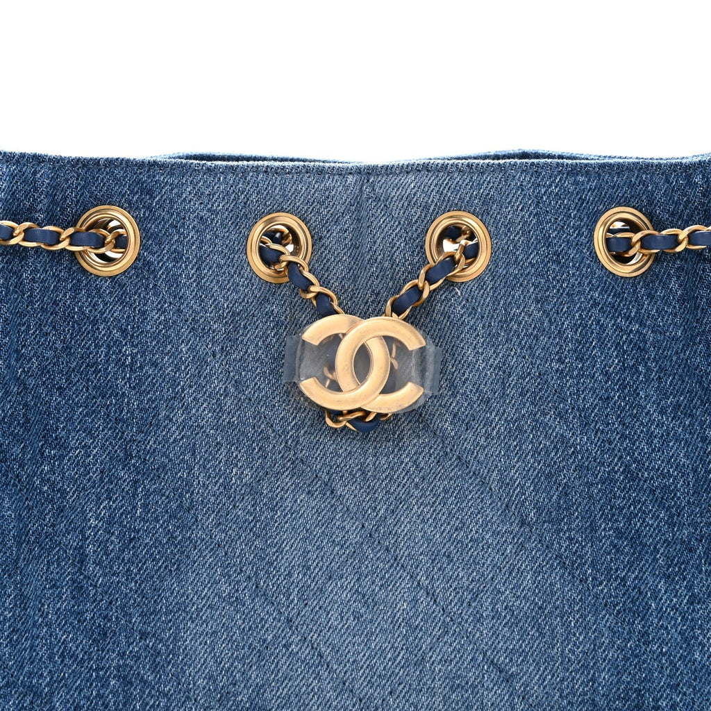 Washed Denim Quilted Mini Chanel 25 Handbag Blue