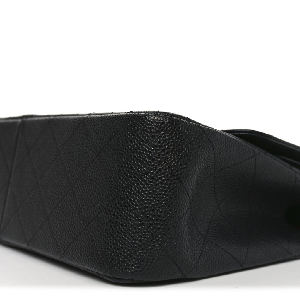 Caviar Quilted Jumbo Double Flap Black